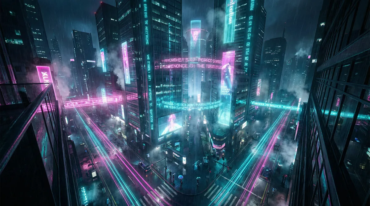 差差差很痛30分钟无遮掩 竖屏短剧平台首页背景 - 赛博朋克都市夜景